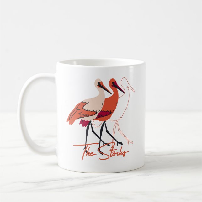 Röda och vita storkfåglar kaffemugg (Vänster)