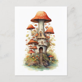 Röda och vita svamphus vykort