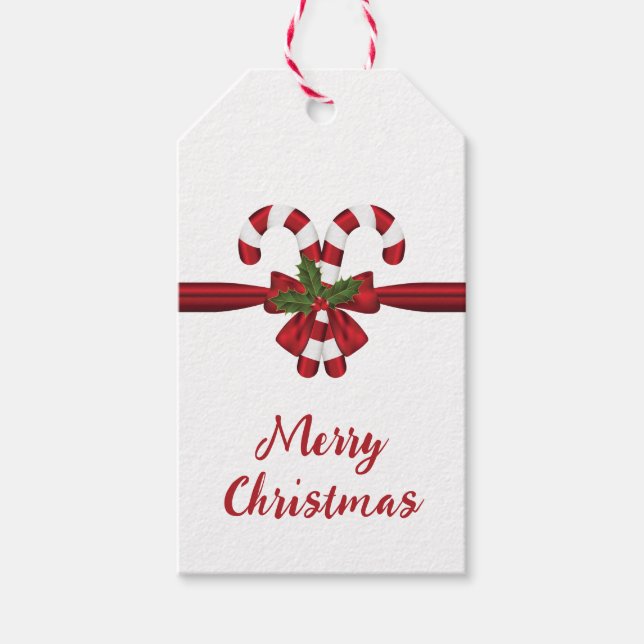 Röda och vita, synliga Polkagrisar Presentetikett (Framsidan)