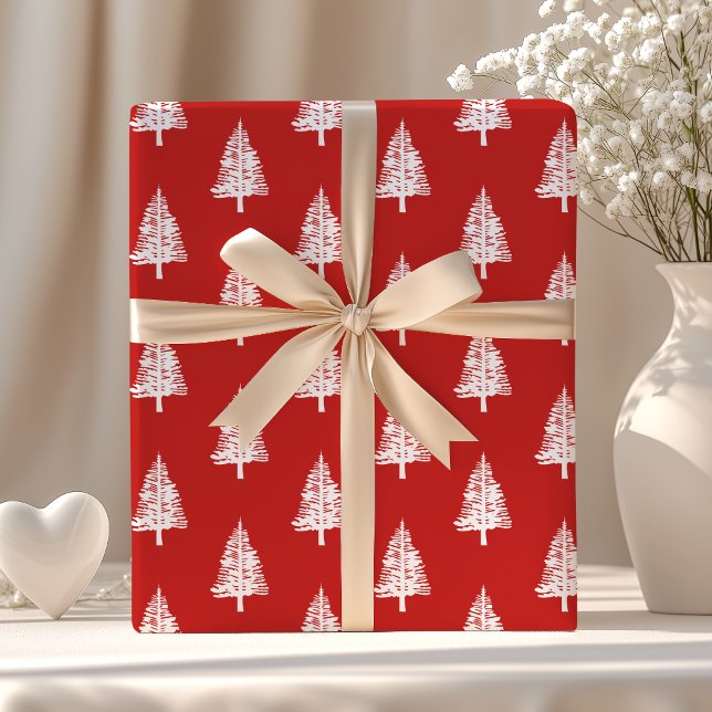Röda och Vita Tallar Jul Presentpapper (Skapare uppladdad)