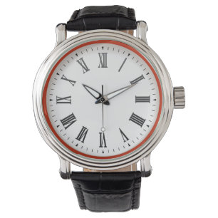 Röda och vita väggskåp, roman numeral armbandsur