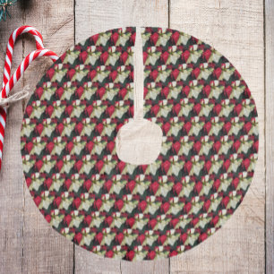 Röda och vita variegerade Poinsettia Mönster Julgransmatta Fusklinne