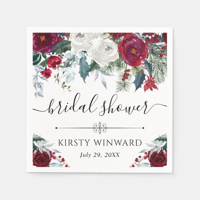 Röda och vita vinter-blommor, Möhippa Pappersservett (Framsidan)