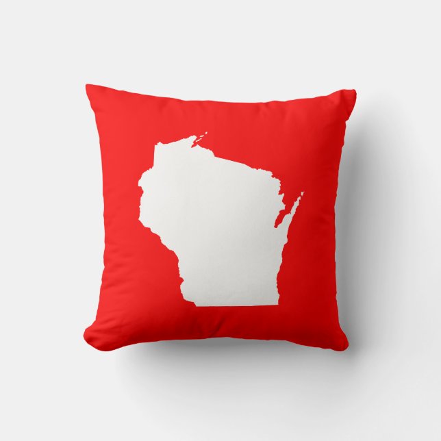 Röda och vita Wisconsin Kudde (Framsida)