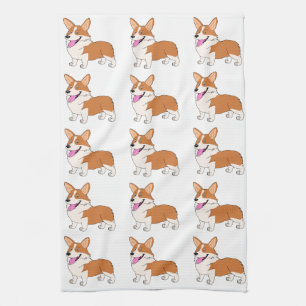 Röda och vitCorgis Kökshandduk