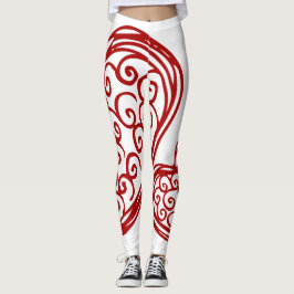 Röda och vitdamasker leggings
