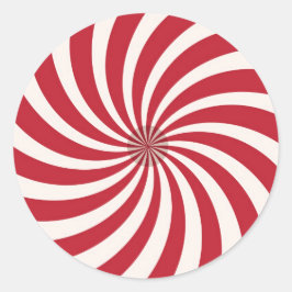 RÖDA OCH VITE SPIRAL VINTAGE CHRISTMAS STICKARE RUNT KLISTERMÄRKE