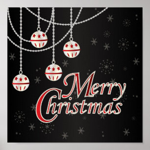 Röda och vitgod jul för klassiker för svart, poster