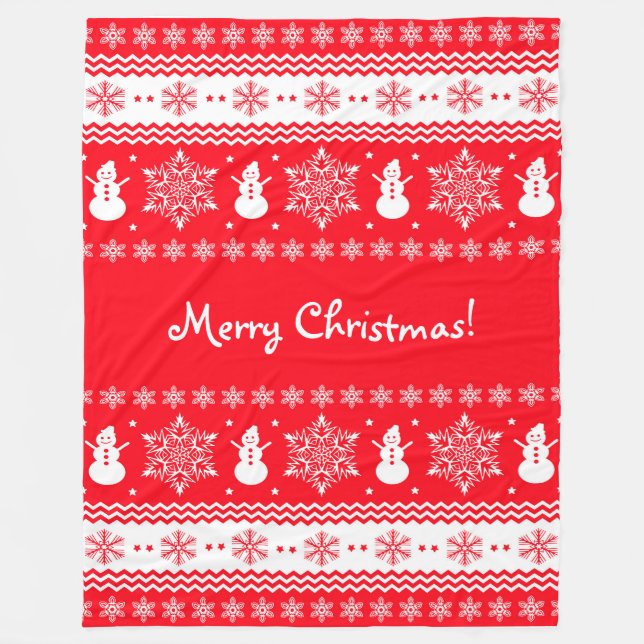 Röda och vitjul fleecefilt (Framsidan)