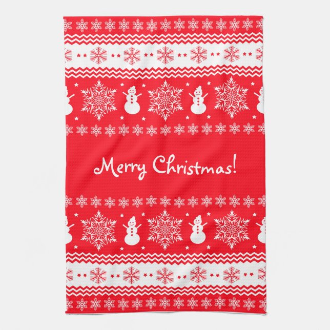 Röda och vitjul kökshandduk (Vertikal)