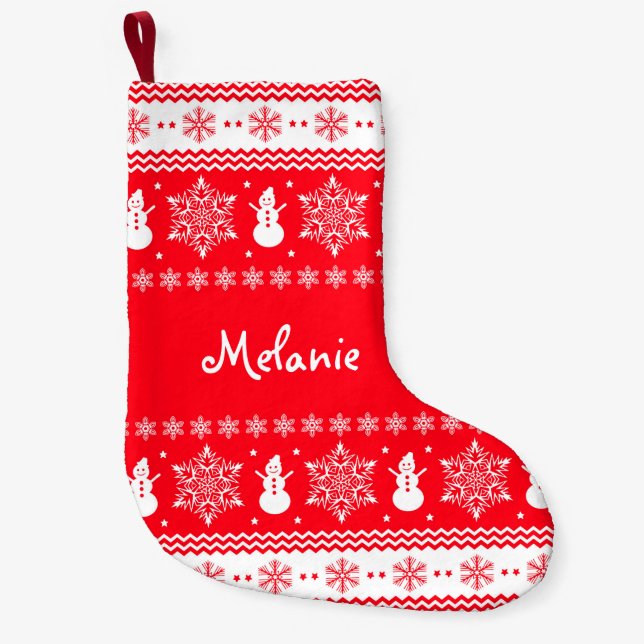 Röda och vitjul liten julstrumpa (Framsidan)