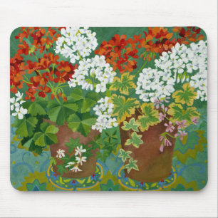 Röda och vitpelargoner i krukar 2013 musmatta