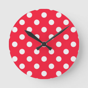 Röda och vitpolka dots rund klocka