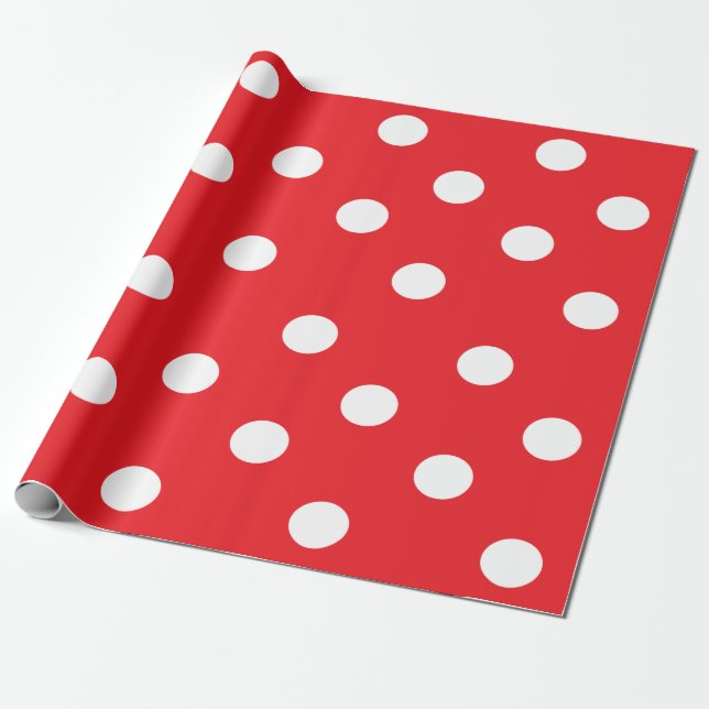 Röda och vitpolka dots som slår in papper 30" x presentpapper (Utrullad)