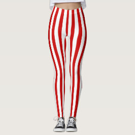 Röda och vitrandar leggings