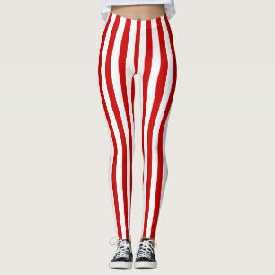 Röda och vitrandar leggings