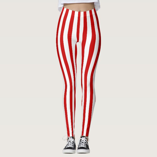 Röda och vitrandar leggings (Framsida)