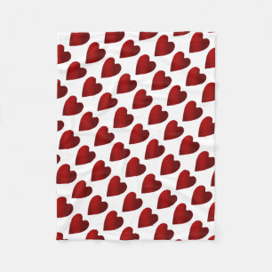 Röda och vitvalentines dayhjärtor fleecefilt