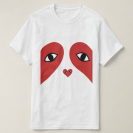 Röda ögon för ansiktekärlekhjärta t shirt