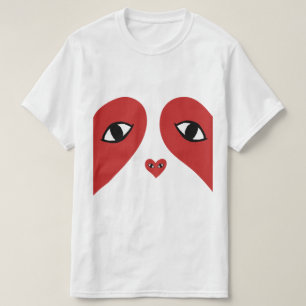 Röda ögon för ansiktekärlekhjärta t shirt