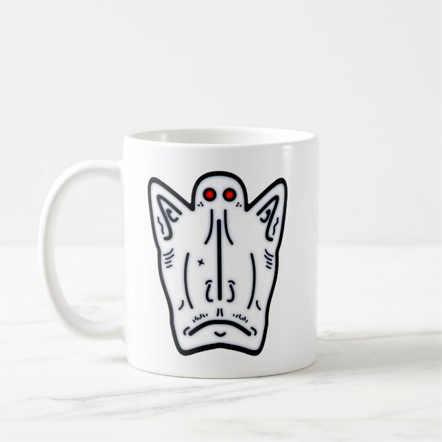 Röda ögon spetsiga öron vampyrlikt väsen kaffemugg (Vänster)
