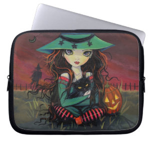 Röda oktobershimlar Halloween-häxkonst Laptop Fodral