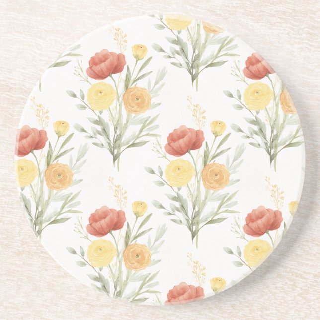 Röda Orange Gula Blommor Underlägg (Framsidan)