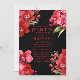 Röda orchids Sommarbröllop under vinter Inbjudningar