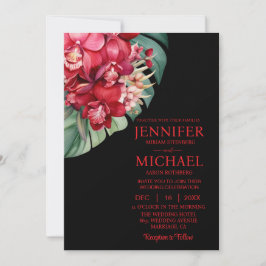 Röda orchids Sommarbröllop under vinter Inbjudningar