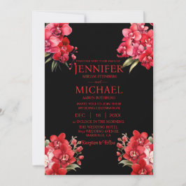 Röda orchids Sommarbröllop under vinter Inbjudningar