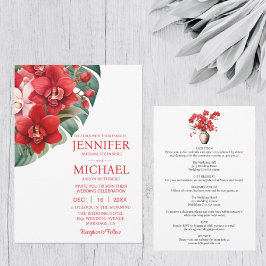 Röda orchids Sommarbröllop under vinter Inbjudningar