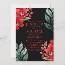 Röda orchids Sommarbröllop under vinter Inbjudningar