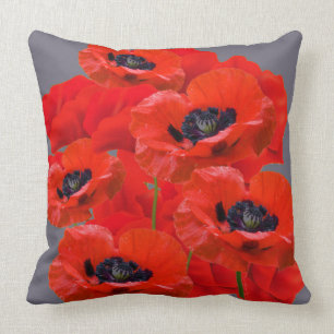 RÖDA ORIENTALISKA VALLMOBLOMMOR FÖR ORANGEY KUDDE
