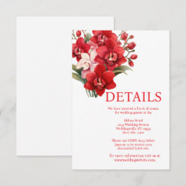 Röda orkidéer Bröllopsdetaljer Inklusionskort Tilläggskort