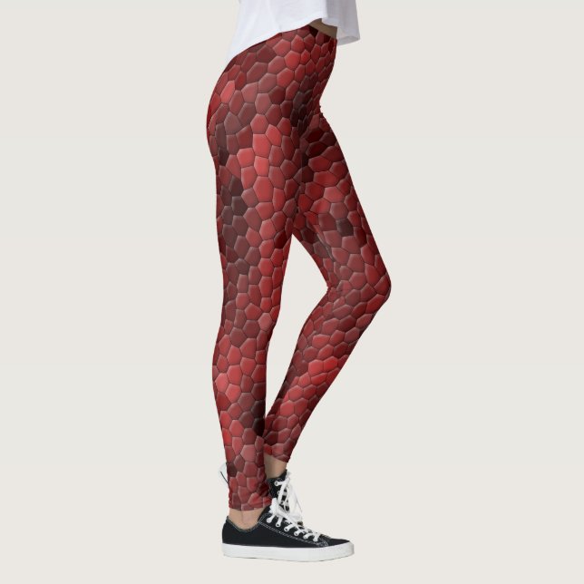 Röda ormskinnsfjällsmönster leggings (Höger)