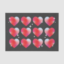 Röda oskärpehjärtan och stjärnor i svart bakgrund