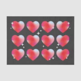 Röda oskärpehjärtan och stjärnor i svart bakgrund