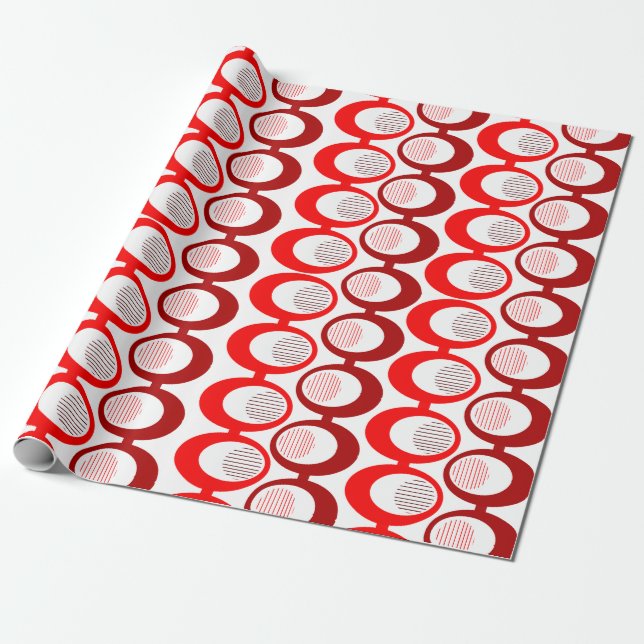 Röda oval Strings Presentpapper (Utrullad)