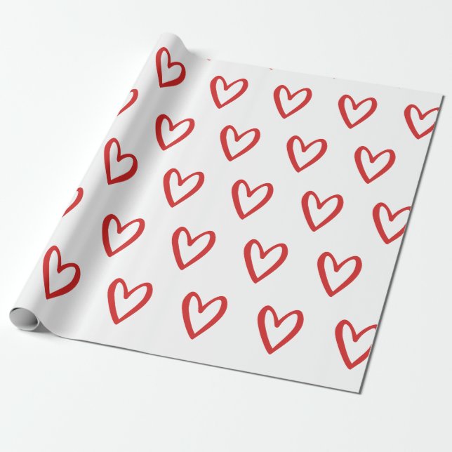 Röda på vita handritade hörn presentpapper (Utrullad)