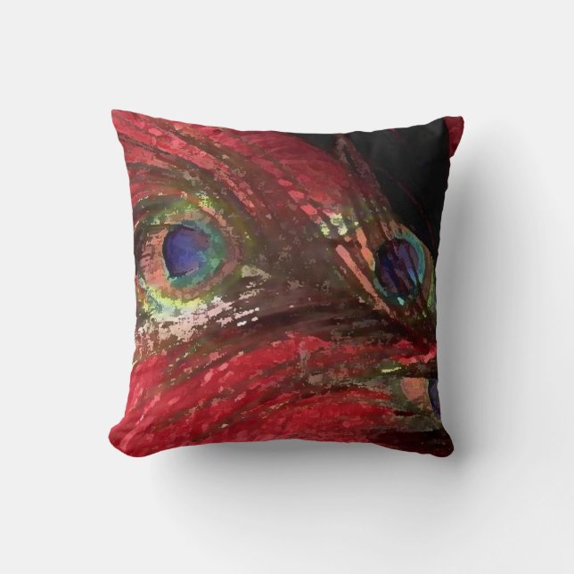 RÖDA PÅFÅGELFJÄDRAR AV LIZ LOZ KUDDE (Framsida)