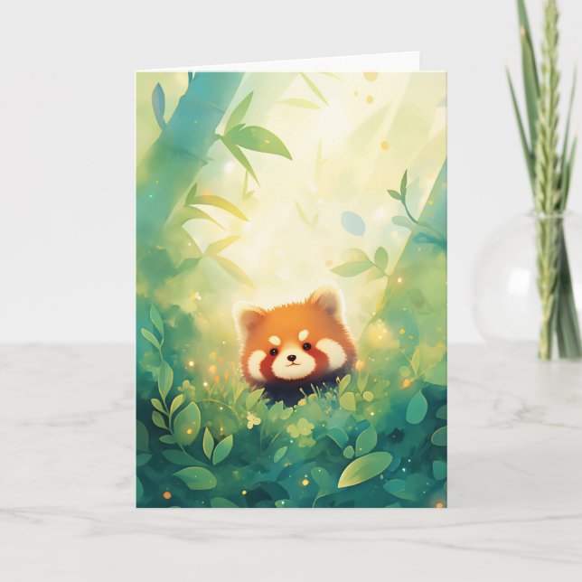 Röda Panda Bambuhelgedomen Kort (Framsida)