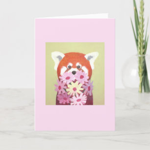 Röda Panda Flowers Greeting Card Helgkort