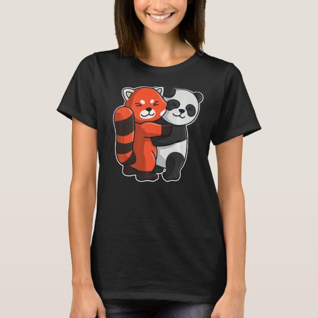 Röda panda och panda, kuturea djur för kvinnor t shirt (Framsida)