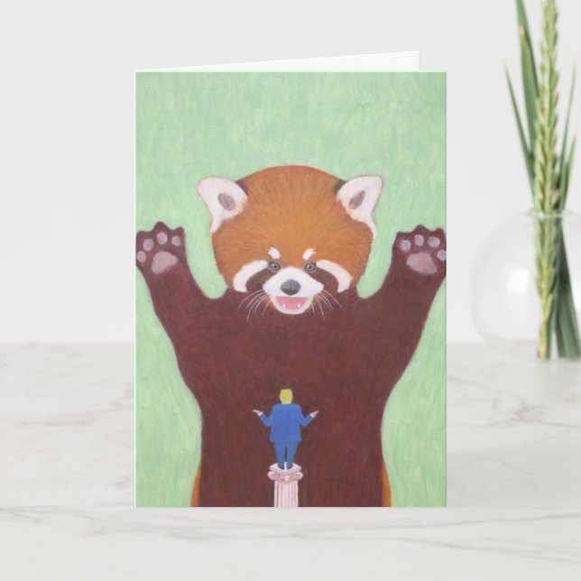 Röda panda vs. Trump Greeting Card Helgkort (Framsida)