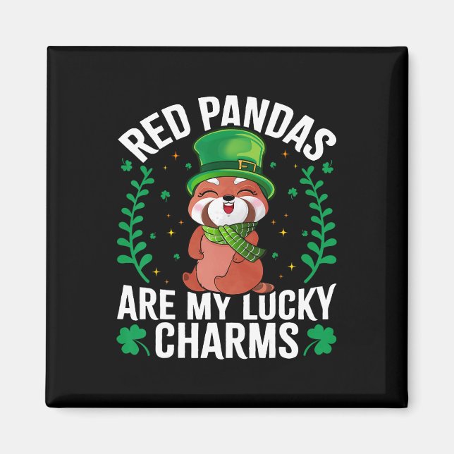 Röda Pandas Är Mina Lyckoamulett - Rolig St. Patri Magnet (Framsidan)