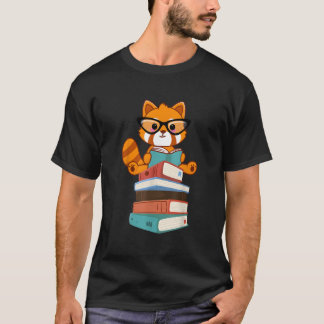 Röda Pandas Bok Bokälskare Röda Panda Läsare T Shirt