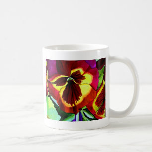 Röda paneler vattenfärgsblommor originalteckning kaffemugg
