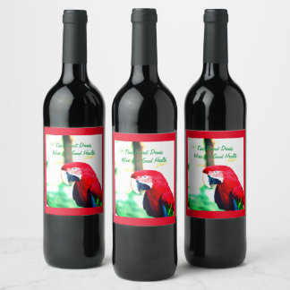 Röda papegoja Vin-etiketter Vinflaska Etikett