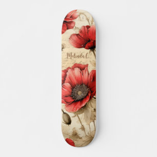 Röda papies-Vintage med Namn Skateboard