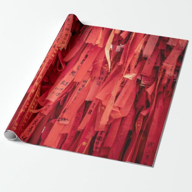 Röda pappra band presentpapper (Utrullad)